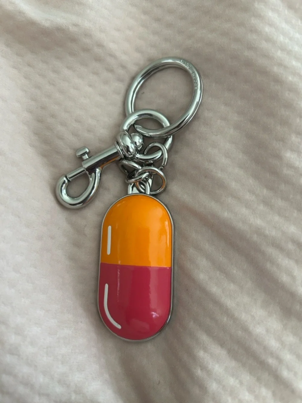 Marc Jacobs Orange and Pink Pill Keychain Charm